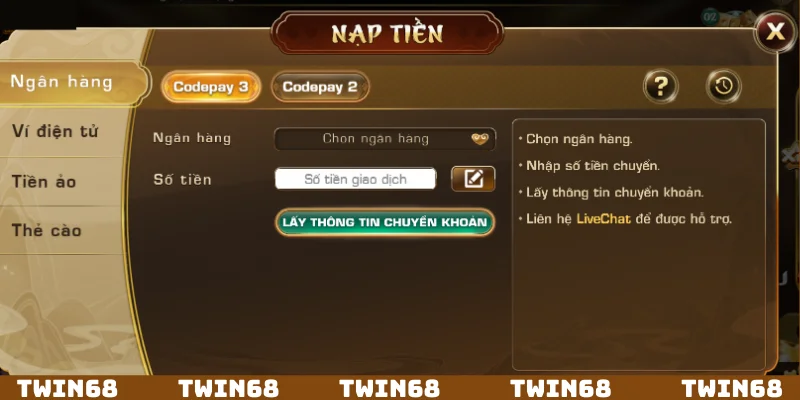 Nạp bằng chuyển khoản ngân hàng luôn là ưu tiên hàng đầu