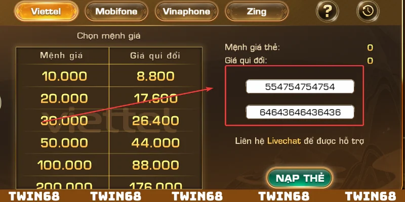 Thẻ cào gặp lỗi hoặc vi phạm điều khoản thanh toán thất bại